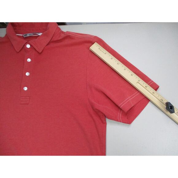 Travis Mathew Golf Polo Shirt Men Medium Red Pima Cotton Blend Short Sleeve Logo - Picture 8 of 16